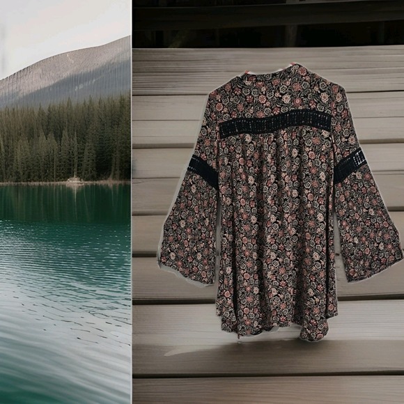 Knox Rose Swing Dress Womens M Lagenlook Bohemian Cottagecore Floral Crotchet - Picture 11 of 11